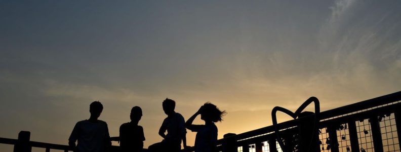 friends watching sunset