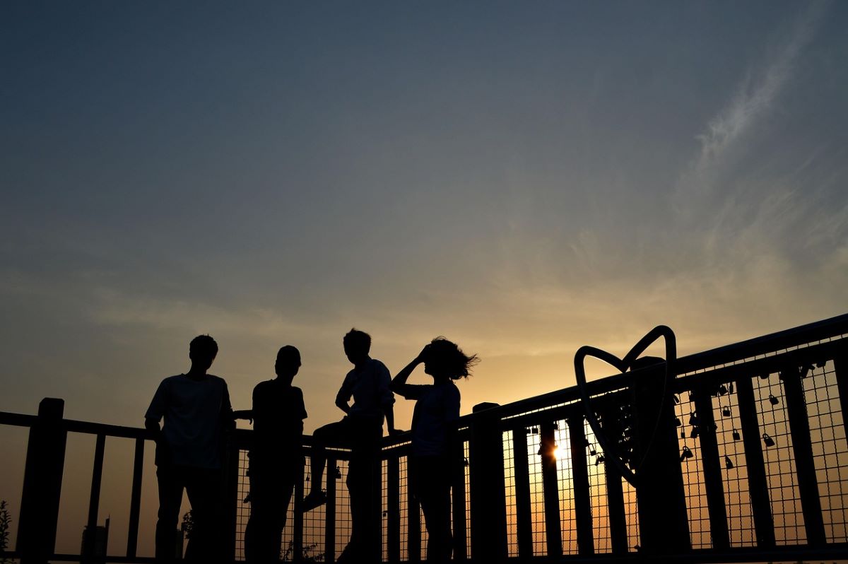 friends watching sunset